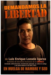 “We demand the release of Luis Enrique Lozada”. Artwork by Rolando Pulido