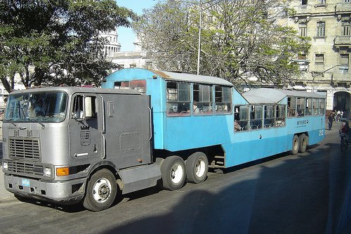 One of the old "camel" buses in Cuba.