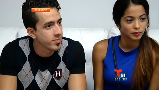 The dancers Ricardo Gil, Yaimara Naranjo during the interview with Telemundo 51.