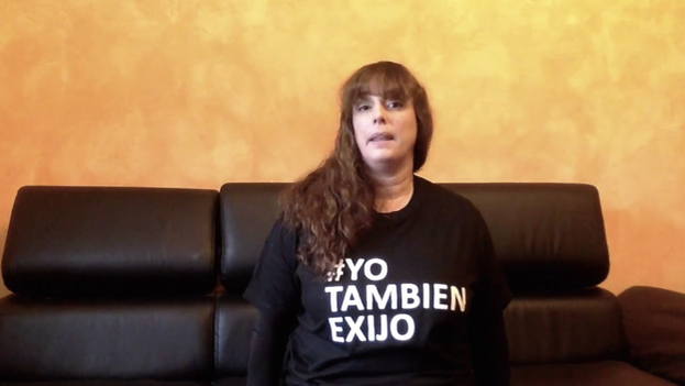 Tania Bruguera. Slogan on T-Shirt says "I Also Demand"