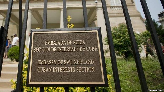 Plaque at the Cuba Interests Section in Washington, protectorate Swiss Embassy