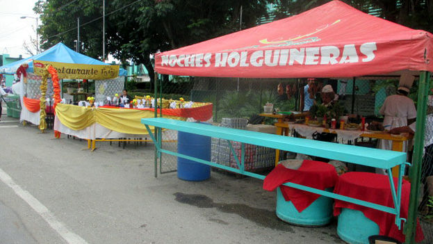 The event 'Holguin nights' had to be suspended after the kiosks were already assembled. (Fernando Donate / 14ymedio)