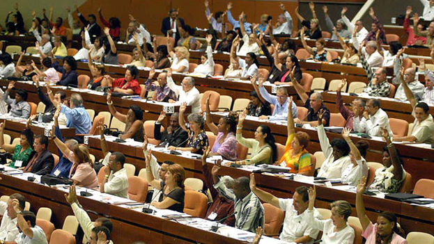 A session of the National Assembly of People's Power (voting unanimously, as usual).