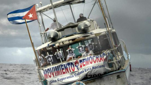 A flotilla marked the 20th anniversary of the 13 de Marzo Tugboat sinking. (Democracy Movement)