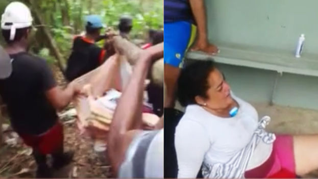 A Cuban migrant is rescued by local people after falling into a ravine. (Telemetro.com)