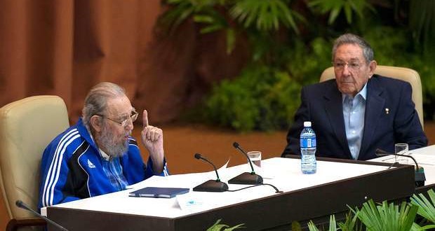 Fidel Castro speaking at the close of the 7th Congress of the Cuban Communist Party in Havana in April