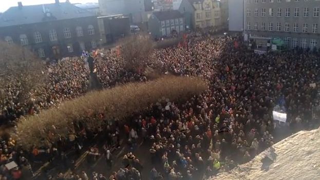 In Iceland, citizens took to the streets to demand the prime minister take responsibility after the leaked documents. (Twitter)