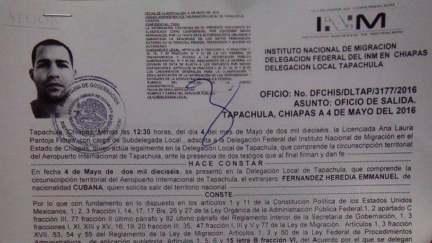 The official “exit permit” that Cuban migrants continue to receive from Mexican authorities.