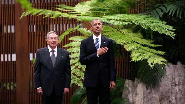  US president, Barack Obama, and his Cuban counterpart, Raul Castro, in March of 2016 at the Palace of the Revolution in Havana. (White House)